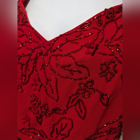 NWT Channa 2 Piece Formal Maxi Dress 3XL Red Beaded ONE SPOT #5300 - Picture 4 of 11